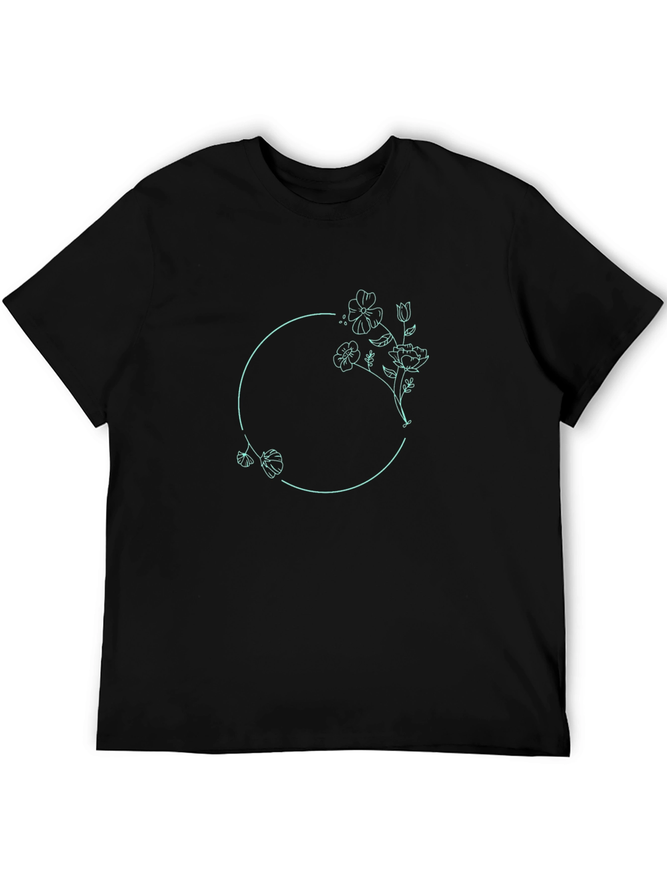 Floral Circle Graphic Tee - Modern Minimalist Design