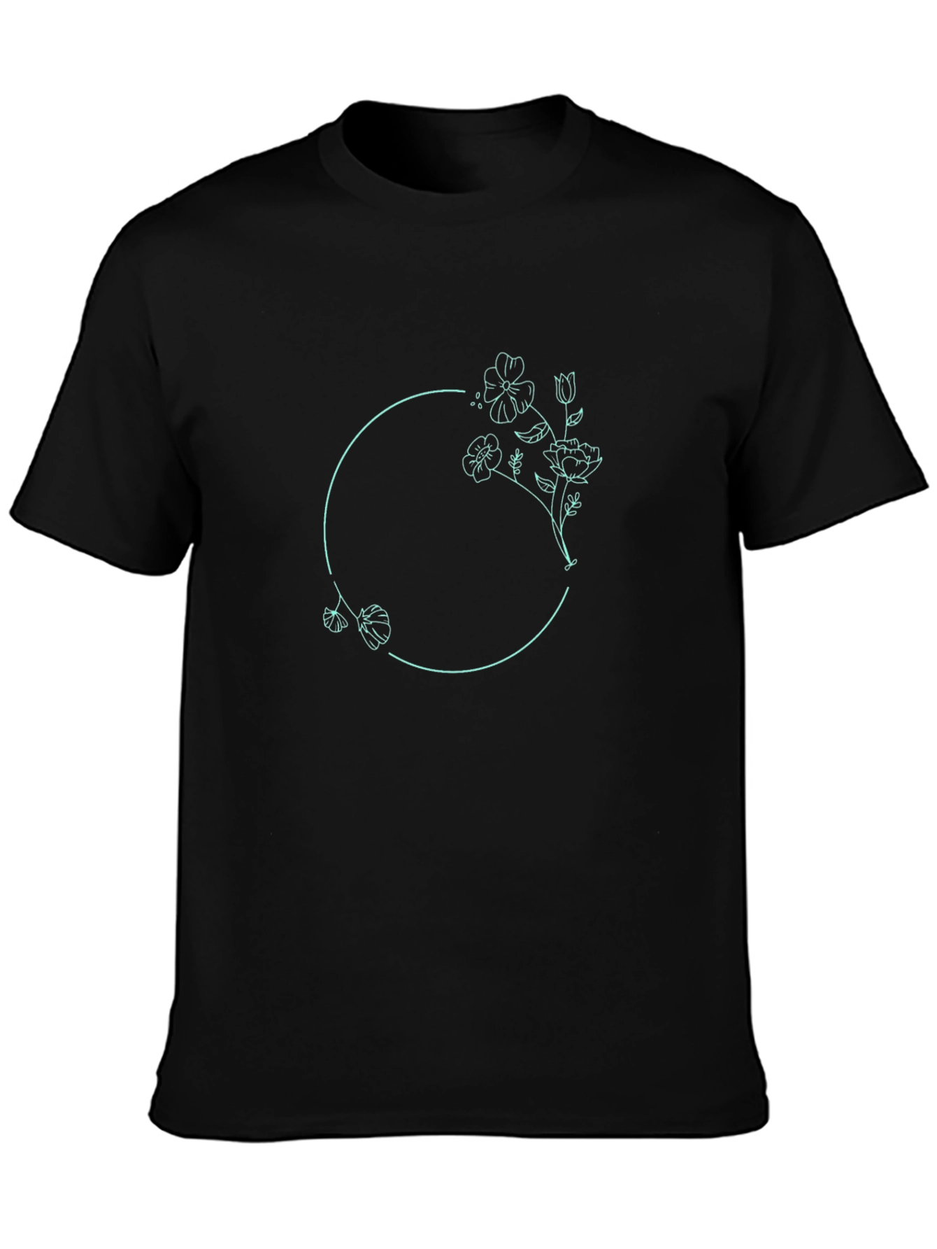 Floral Circle Graphic Tee - Modern Minimalist Design
