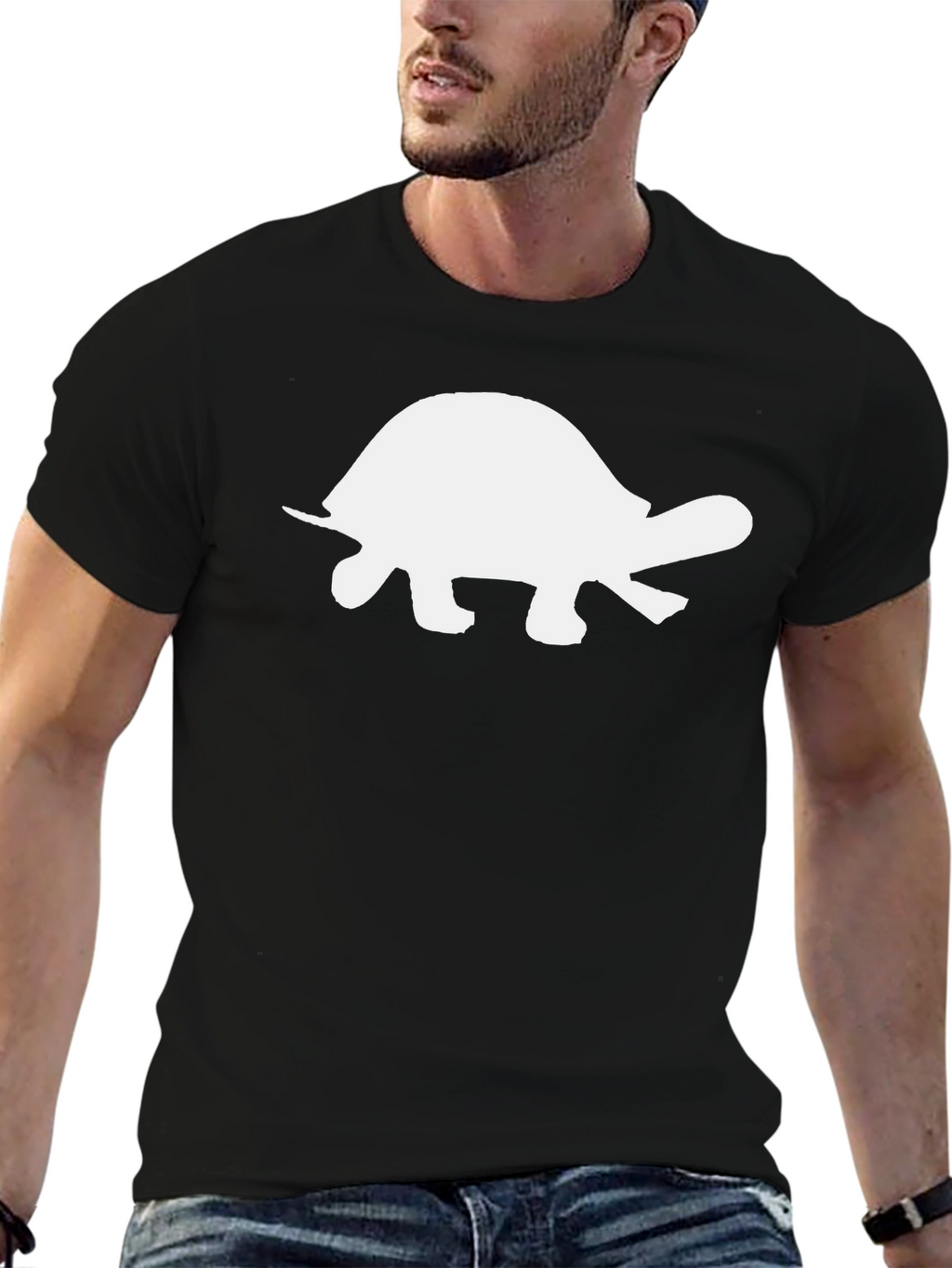 Turtle Graphic Tee - Black Cotton T-Shirt