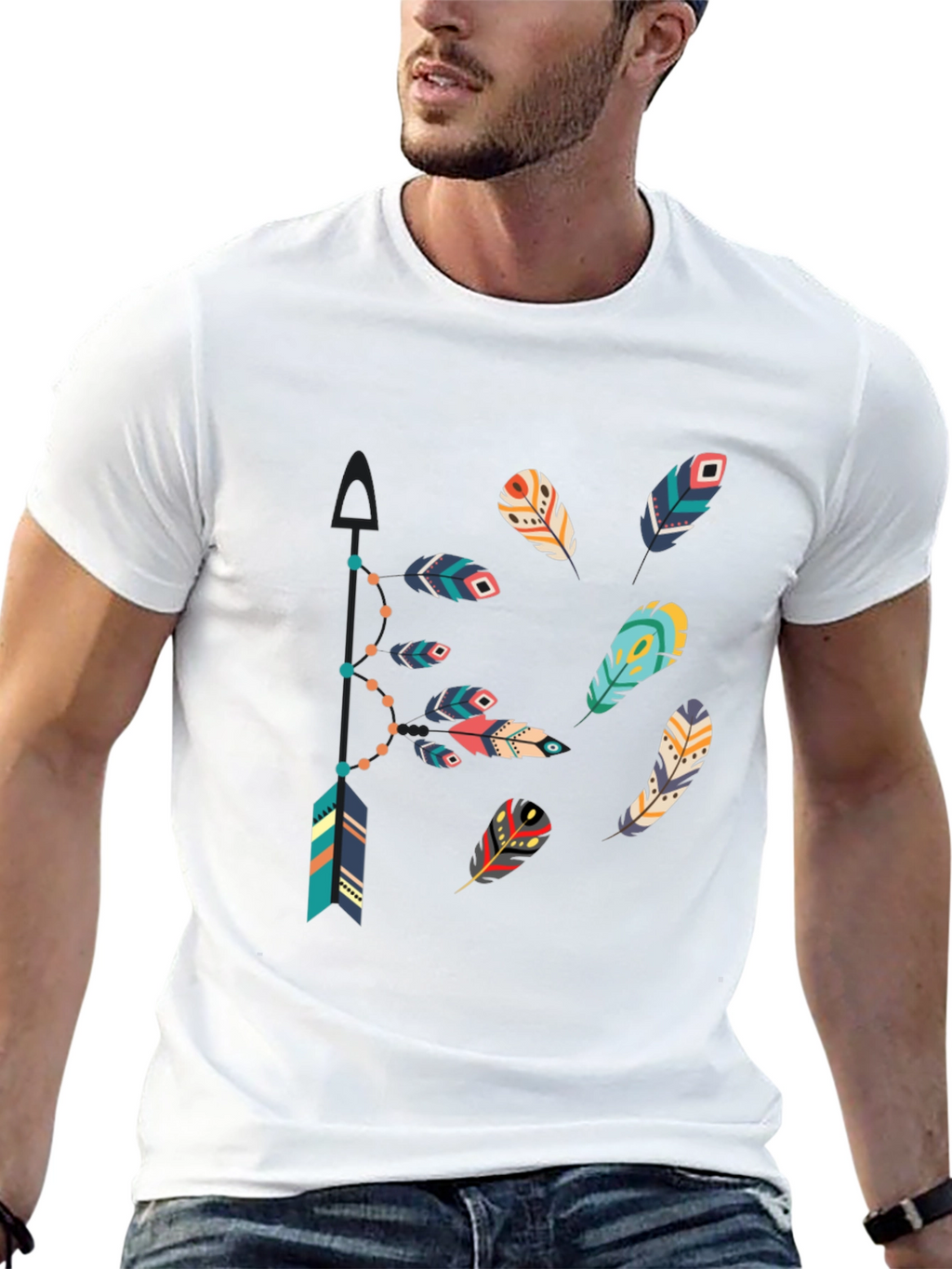 Feather Arrow Graphic Black T-Shirt
