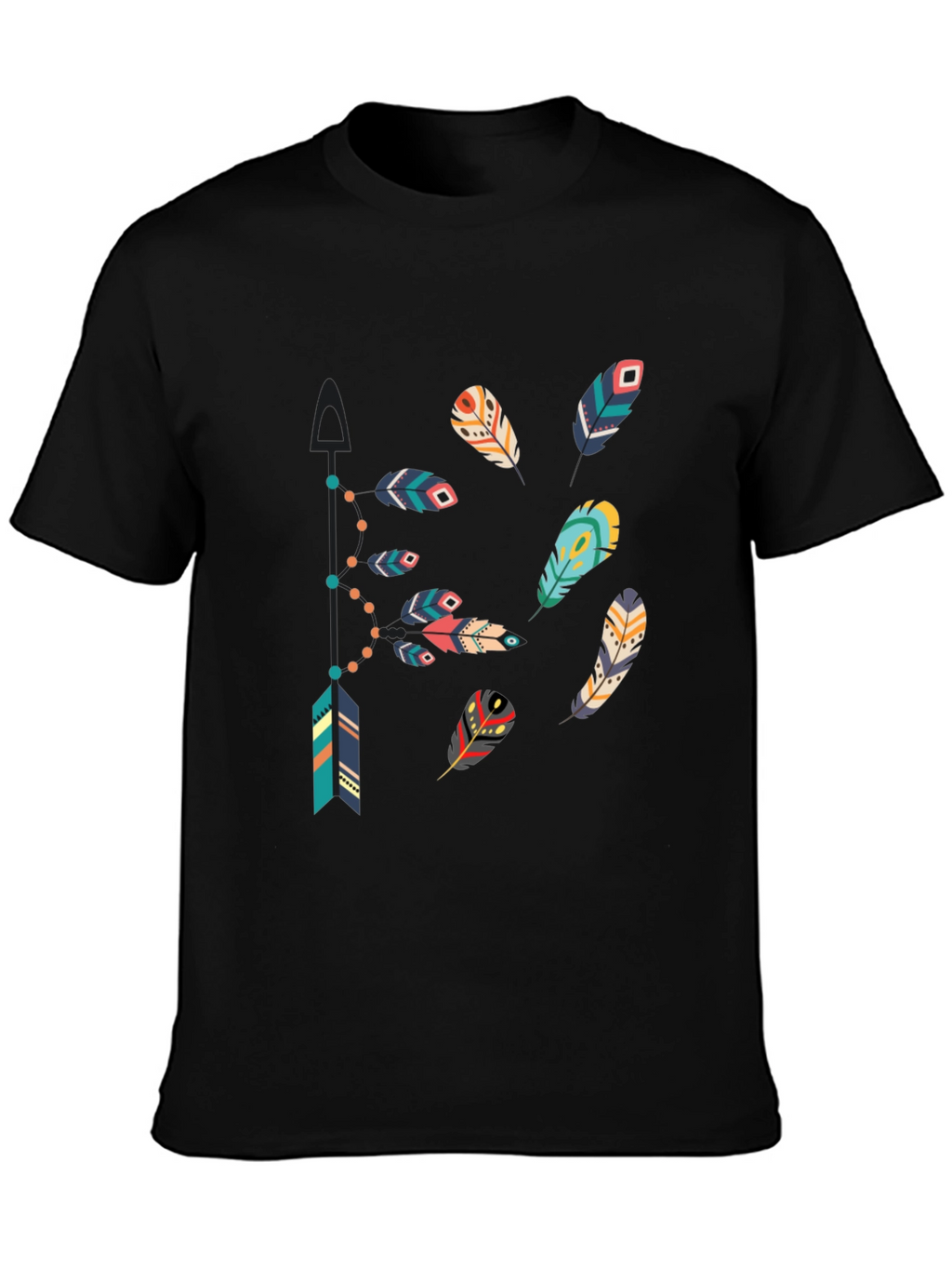 Feather Arrow Graphic Black T-Shirt