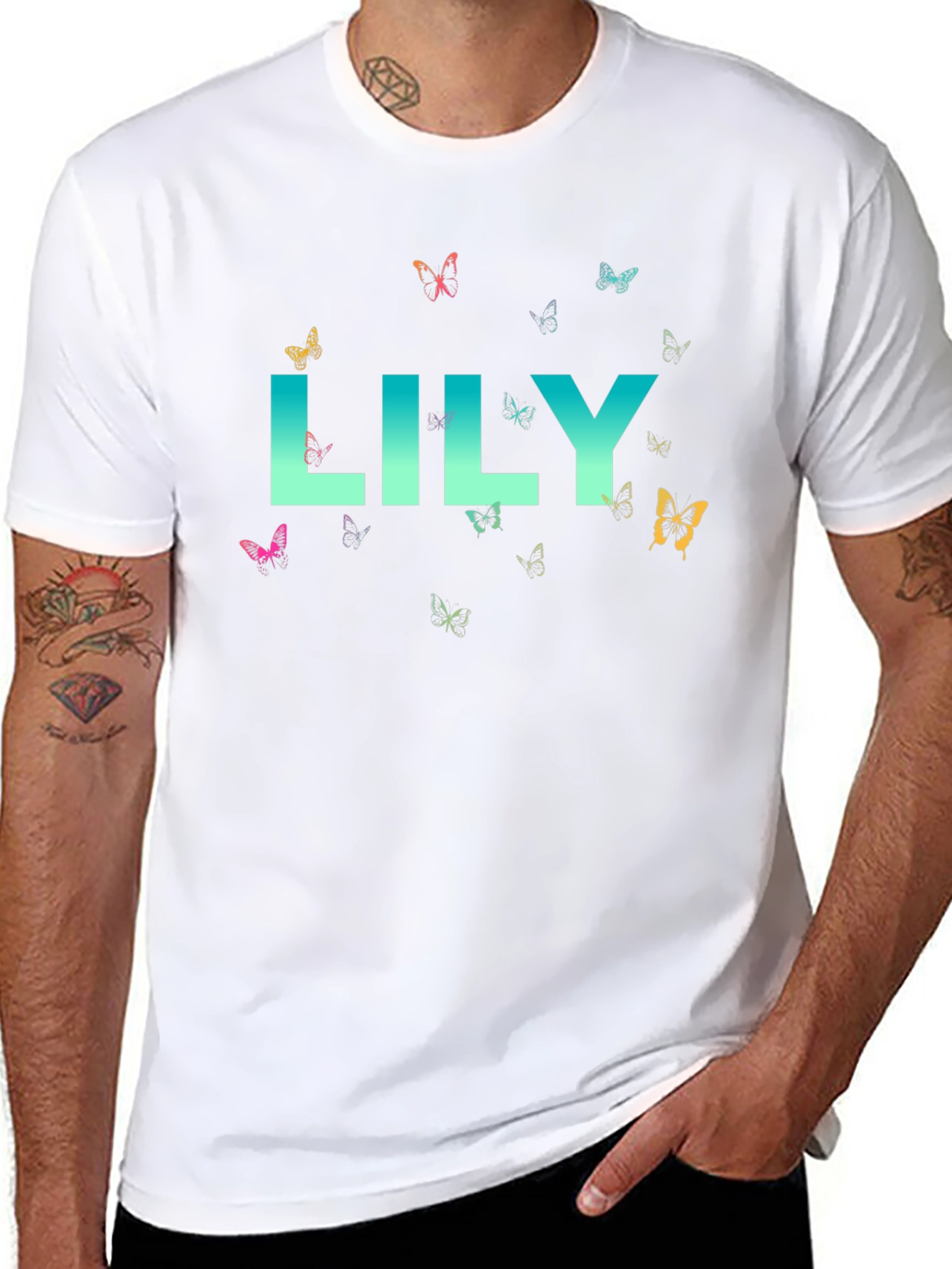 Lily Butterfly Graphic Tee - Soft Cotton Comfort