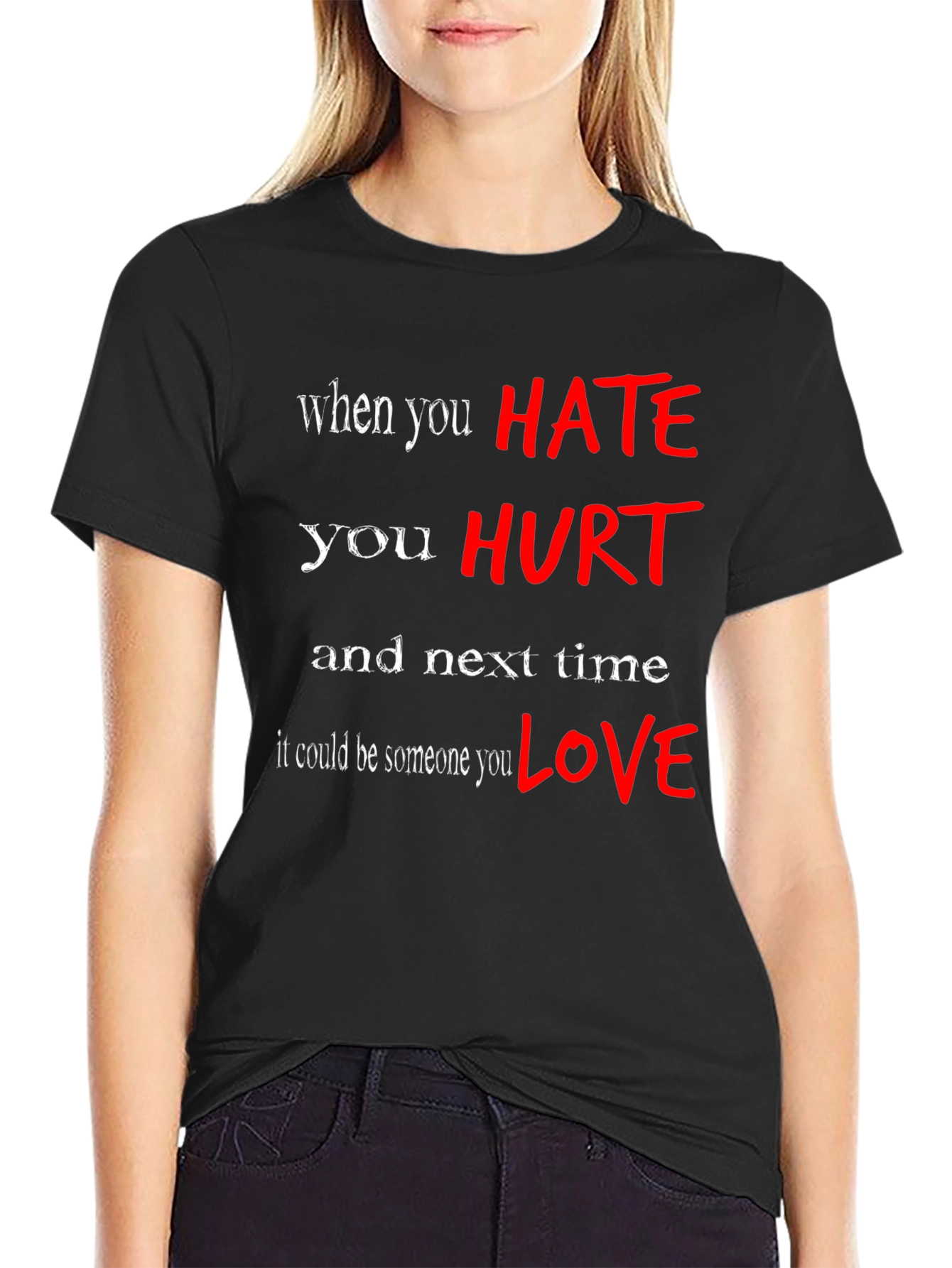 Hate Hurts Graphic Tee - Black