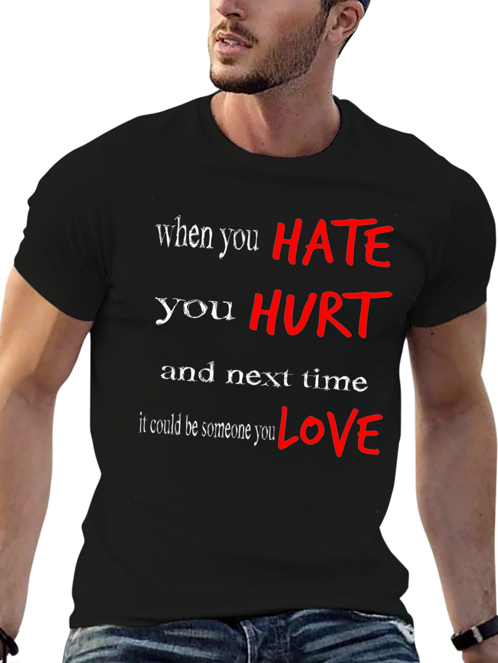 Hate Hurts Graphic Tee - Black
