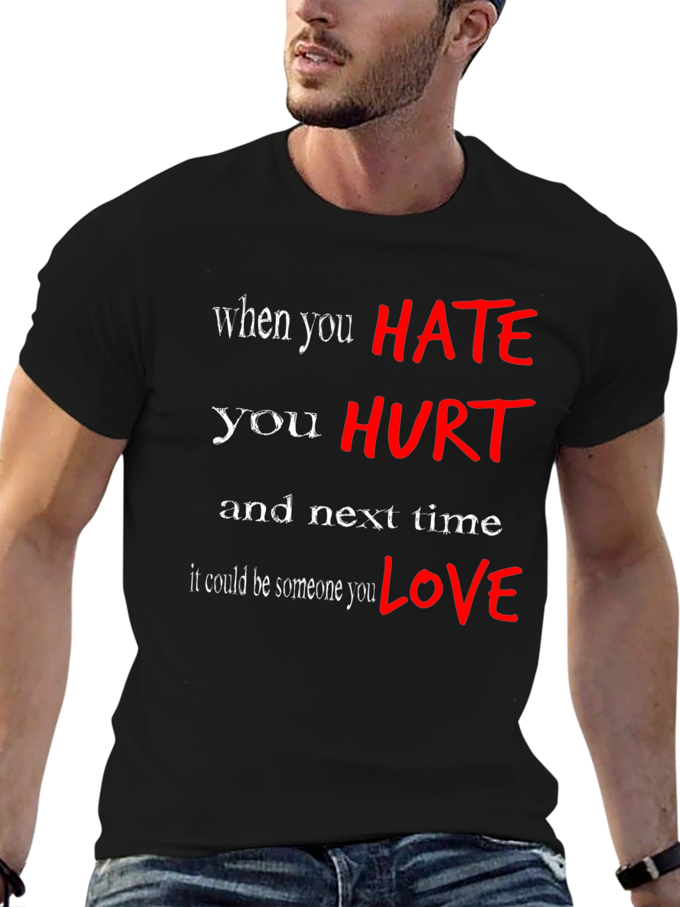 Hate Hurts Graphic Tee - Black