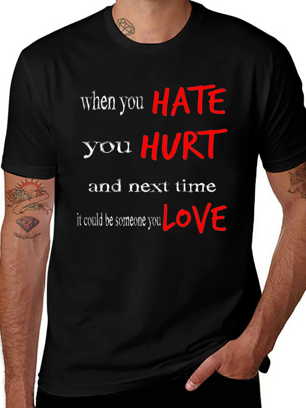 Hate Hurts Graphic Tee - Black
