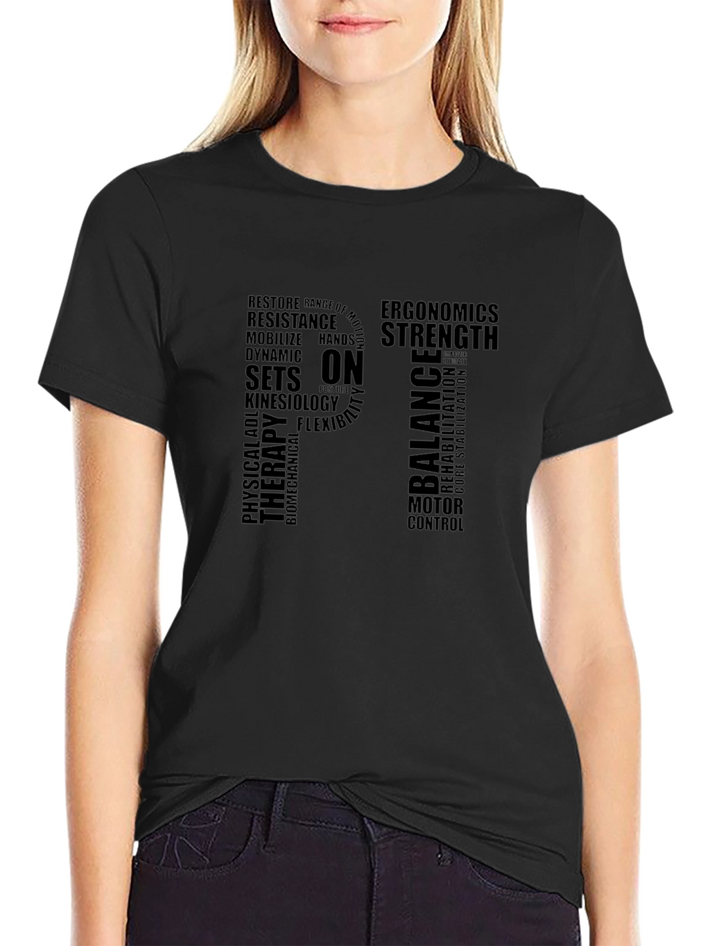 PT Physical Therapy Word Art Graphic T-Shirt