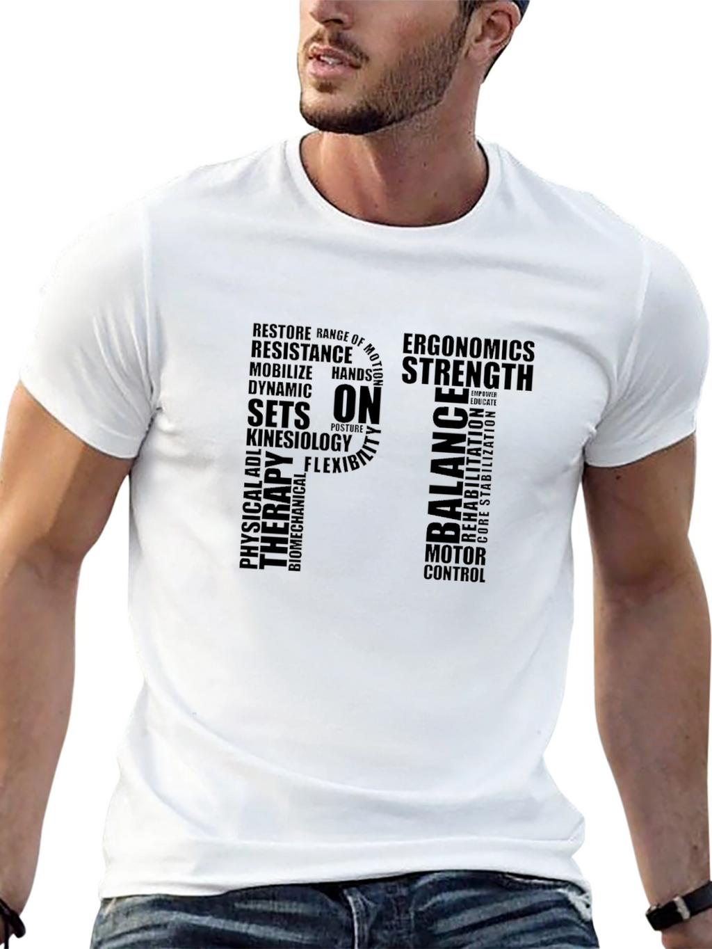PT Physical Therapy Word Art Graphic T-Shirt