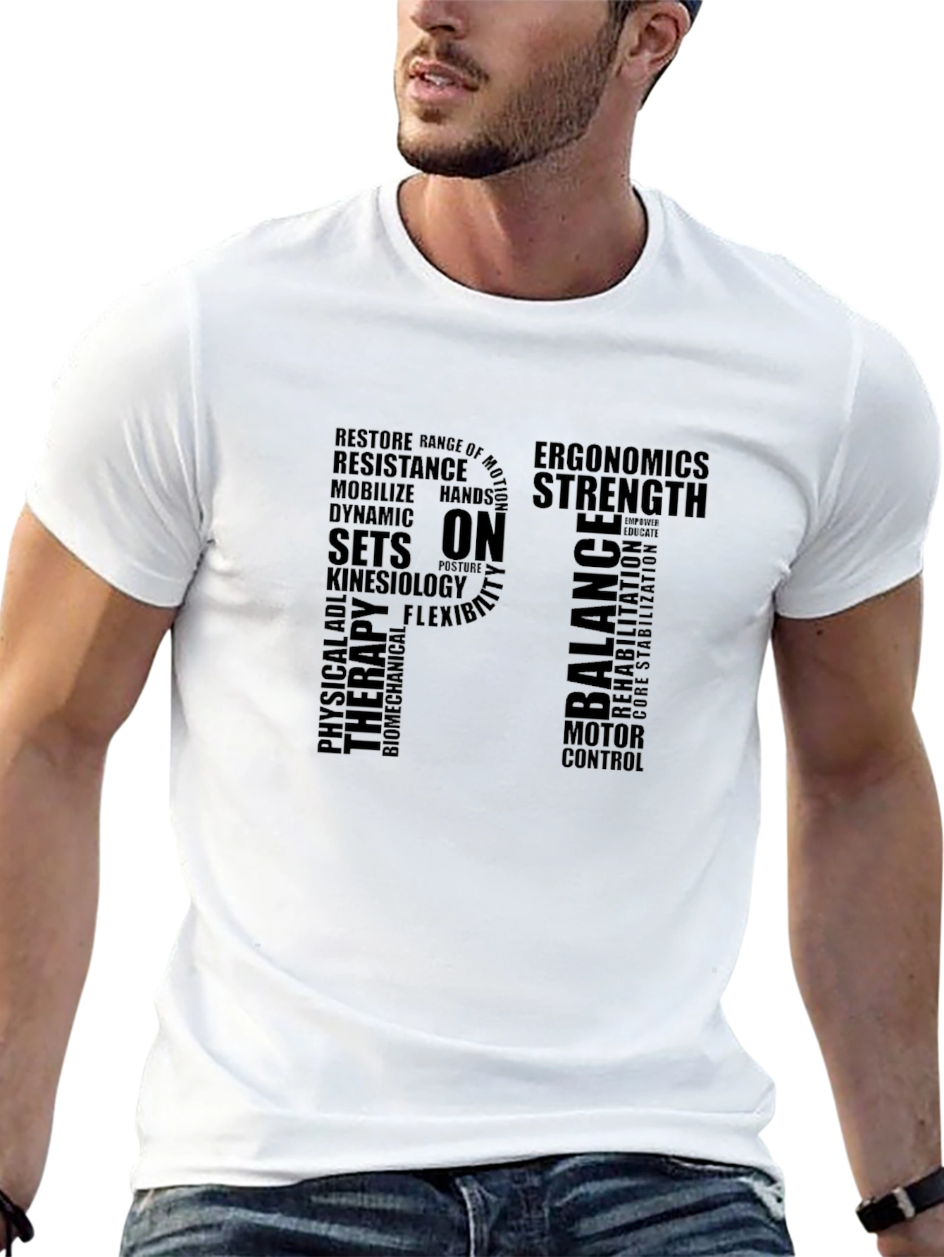 PT Physical Therapy Word Art Graphic T-Shirt
