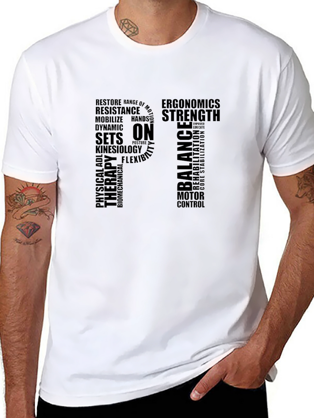 PT Physical Therapy Word Art Graphic T-Shirt