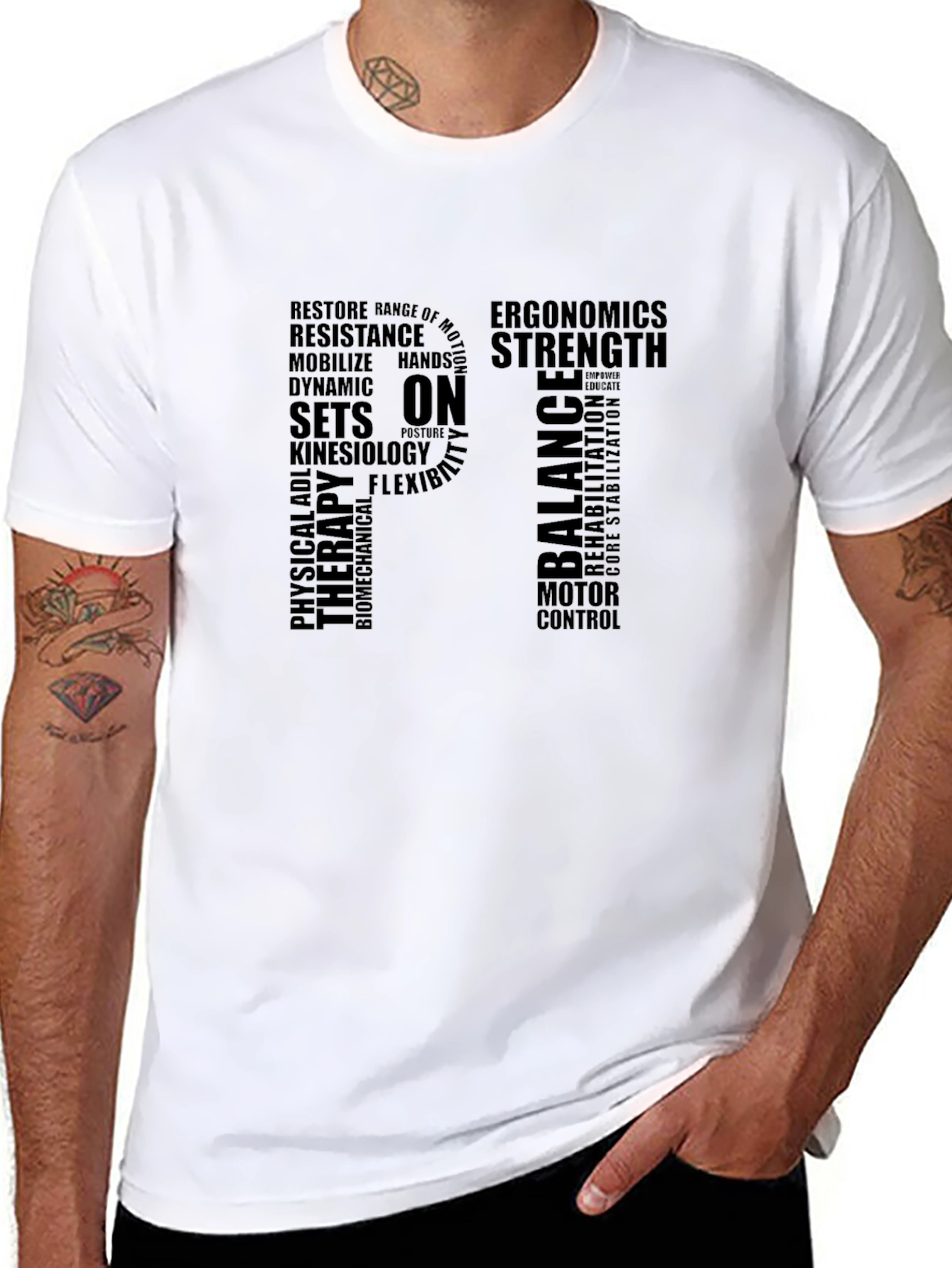 PT Physical Therapy Word Art Graphic T-Shirt