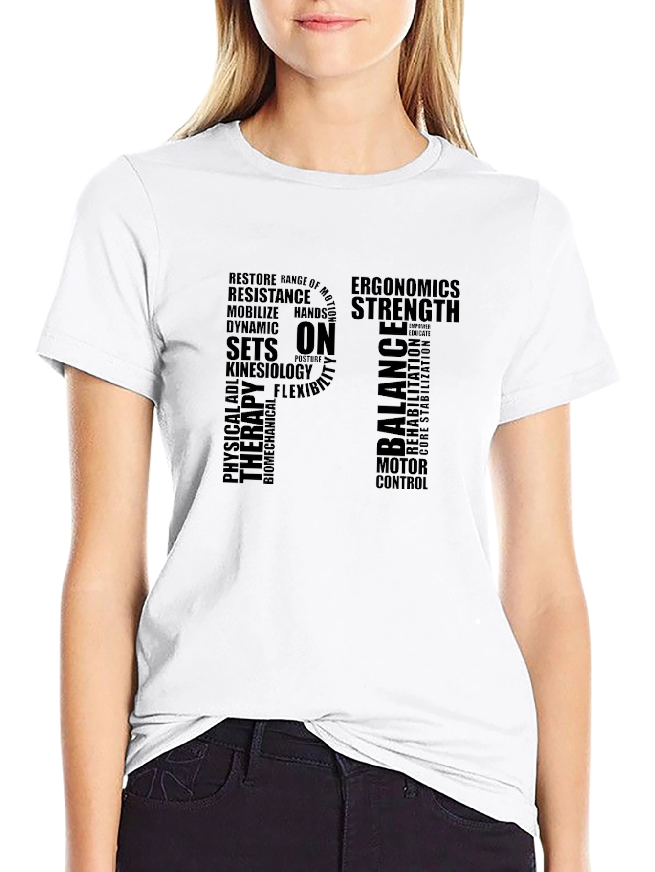 PT Physical Therapy Word Art Graphic T-Shirt