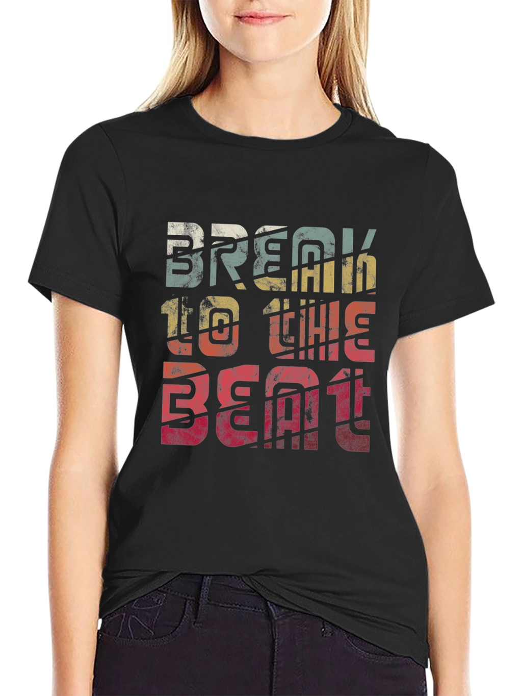 Retro Break To The Beat Graphic Tee - Black