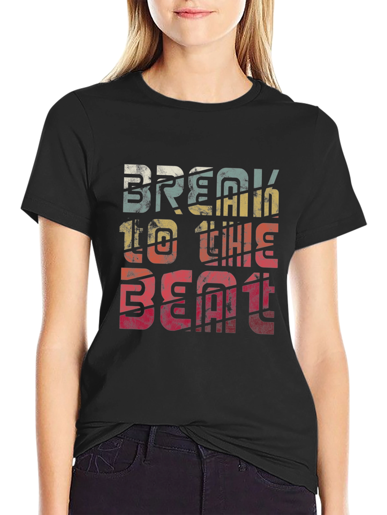 Retro Break To The Beat Graphic Tee - Black