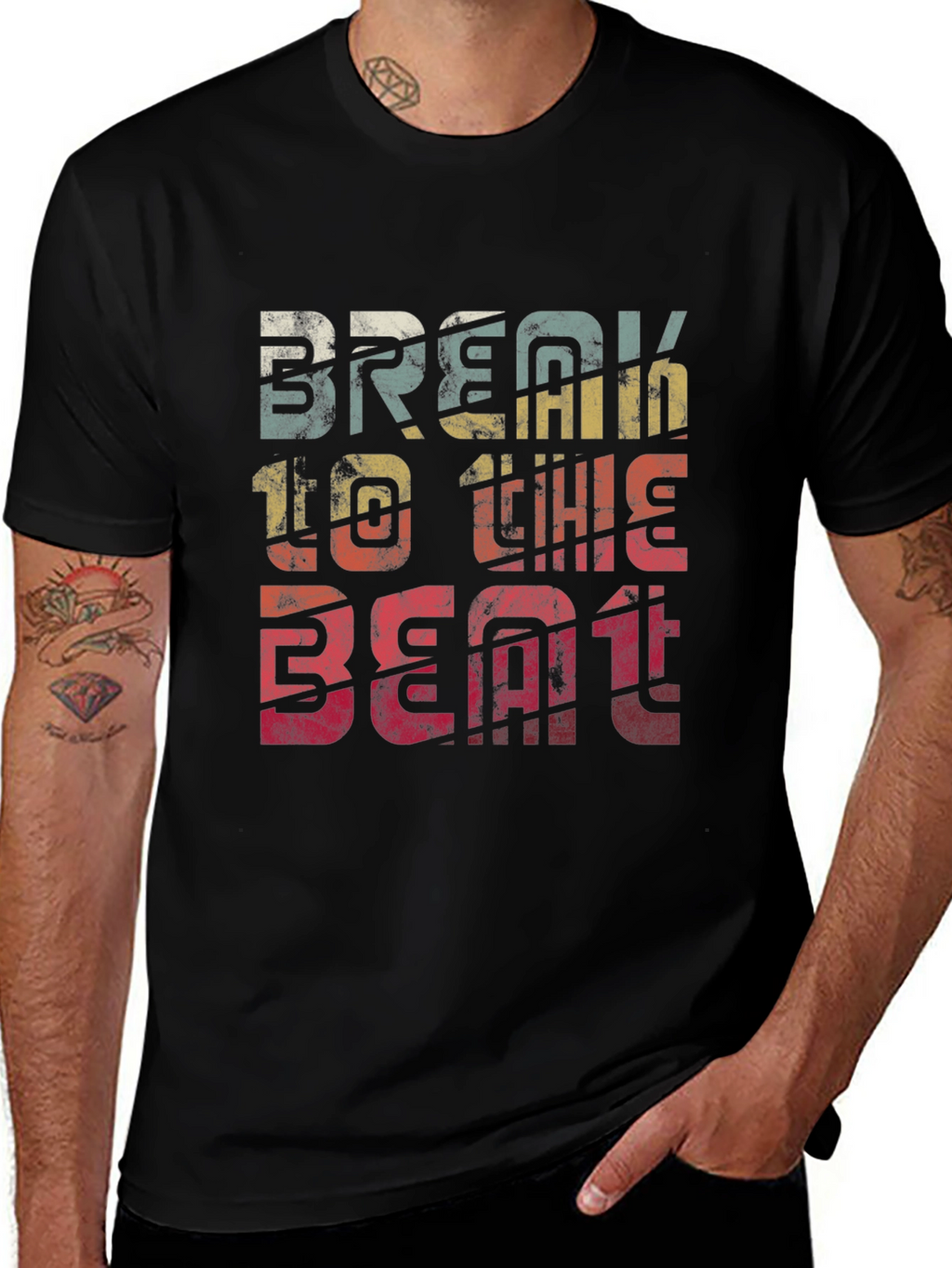 Retro Break To The Beat Graphic Tee - Black