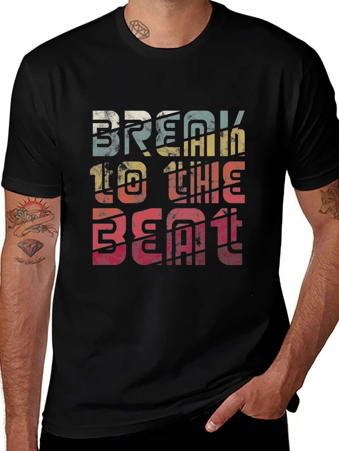 Retro Break To The Beat Graphic Tee - Black