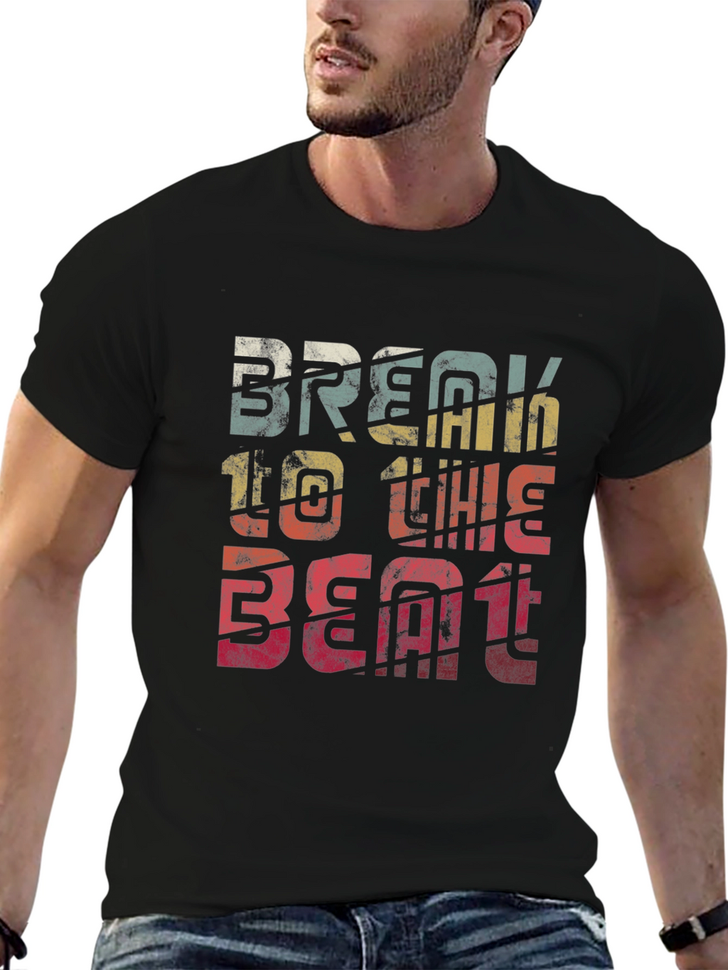 Retro Break To The Beat Graphic Tee - Black