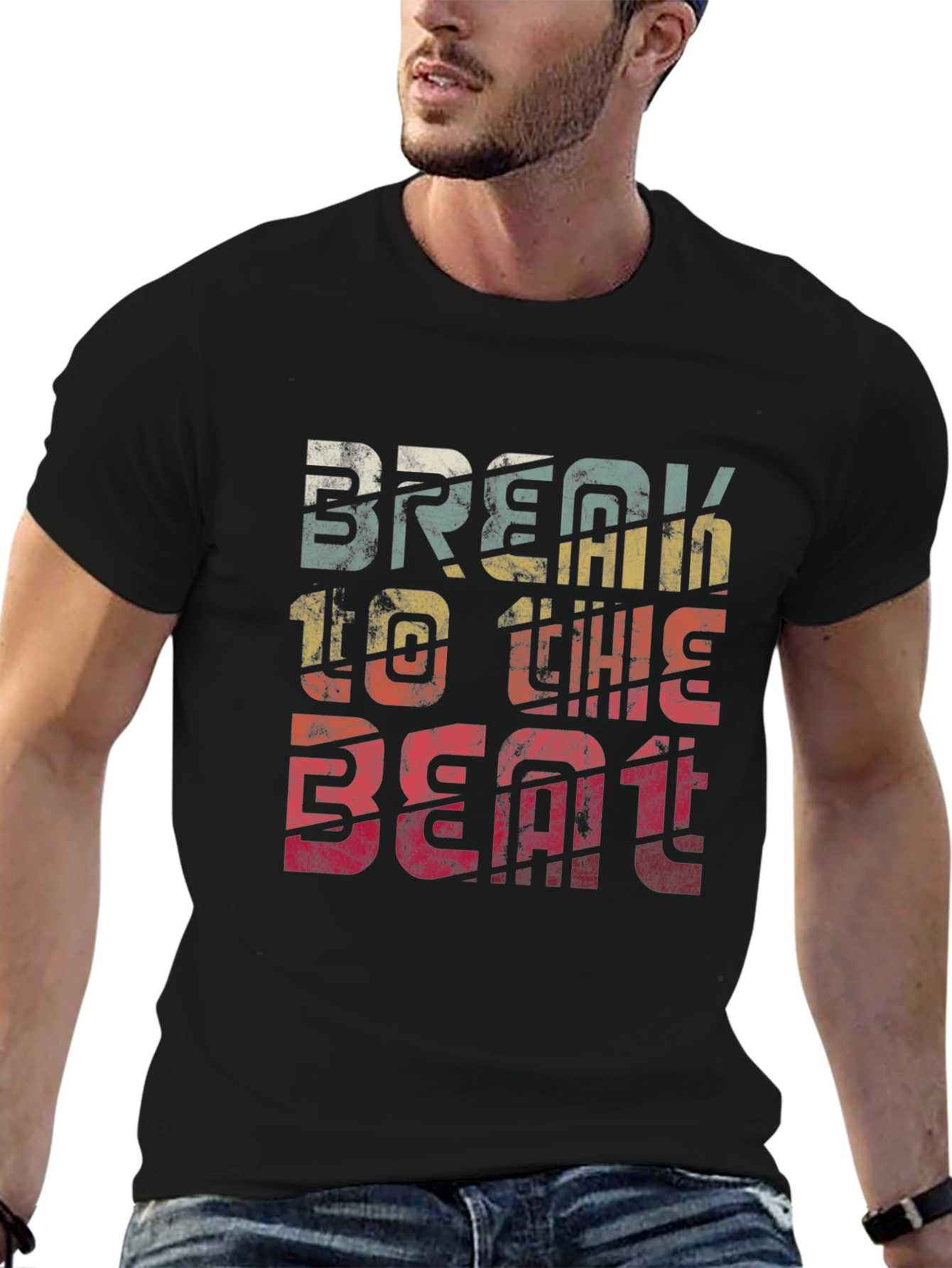 Retro Break To The Beat Graphic Tee - Black