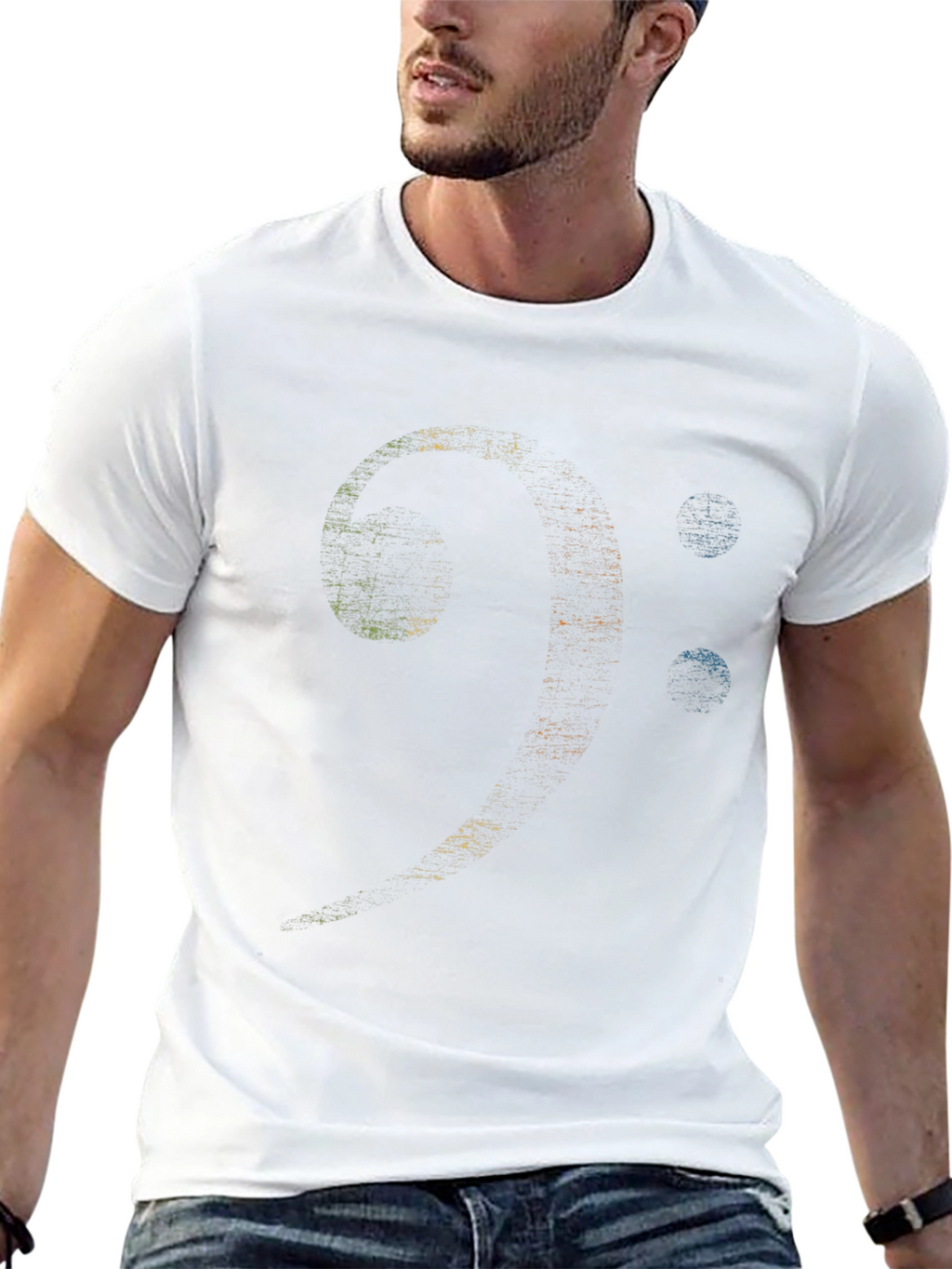 Bass Clef Graphic Print Black T-Shirt