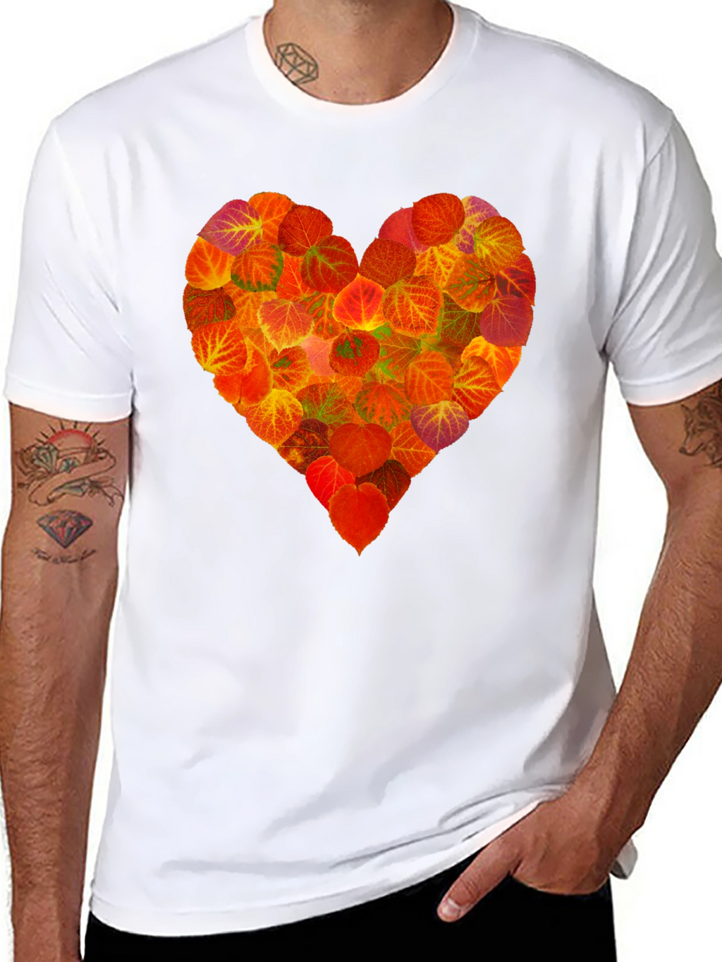 Autumn Leaves Heart Graphic T-Shirt - Nature Lover Tee