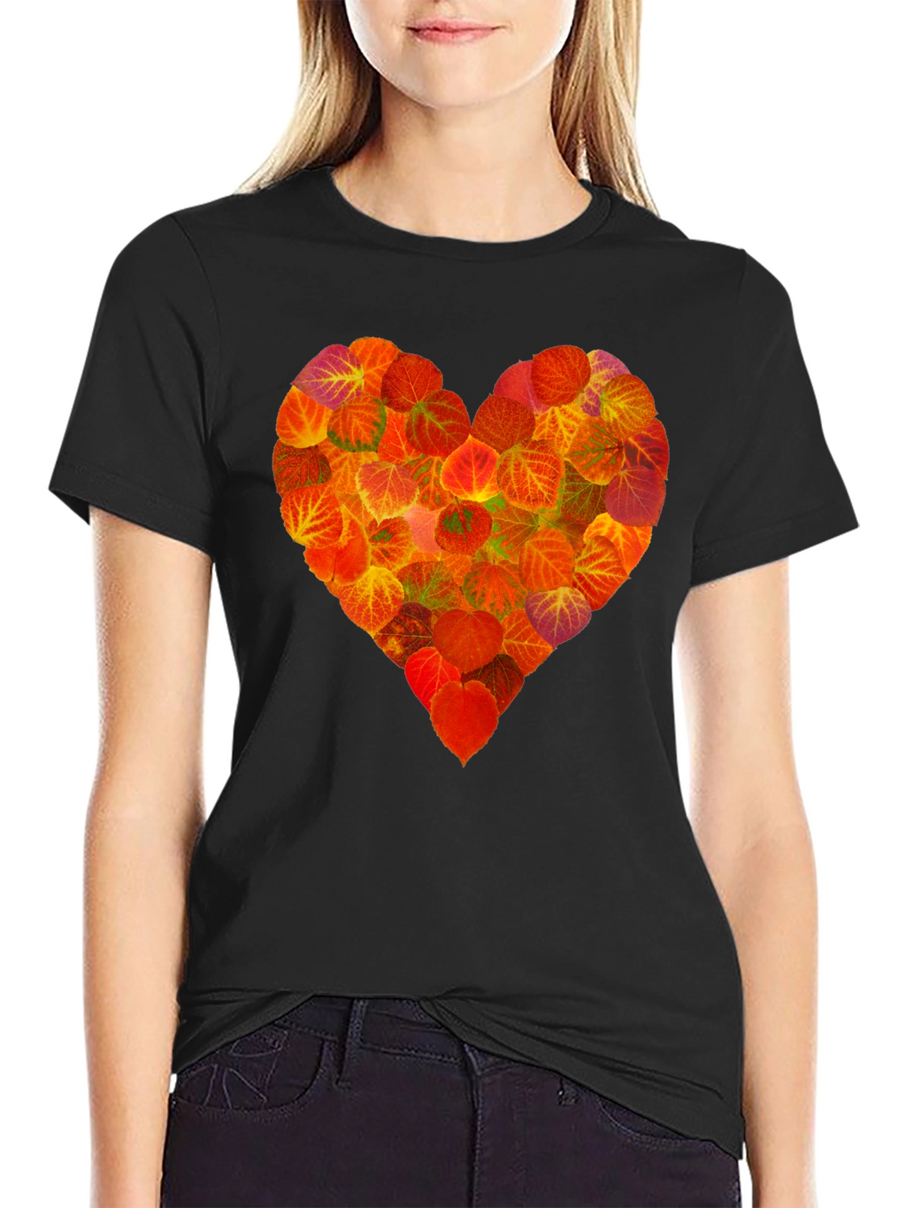 Autumn Leaves Heart Graphic T-Shirt - Nature Lover Tee