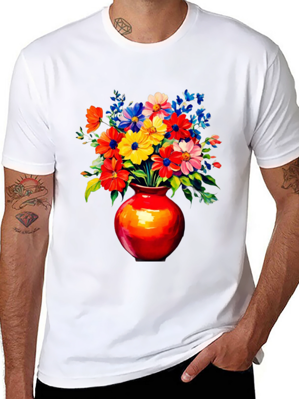 Floral Vase Graphic Tee - Vivid Black T-Shirt