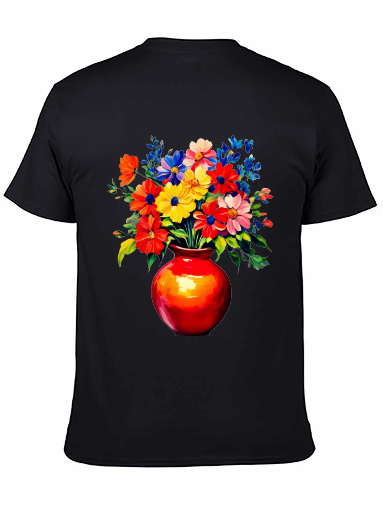 Floral Vase Graphic Tee - Vivid Black T-Shirt