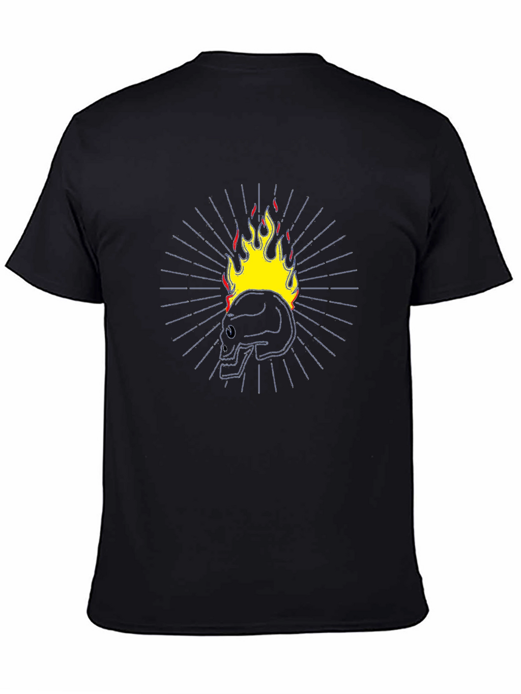 Flaming Skull Graphic T-Shirt - Black