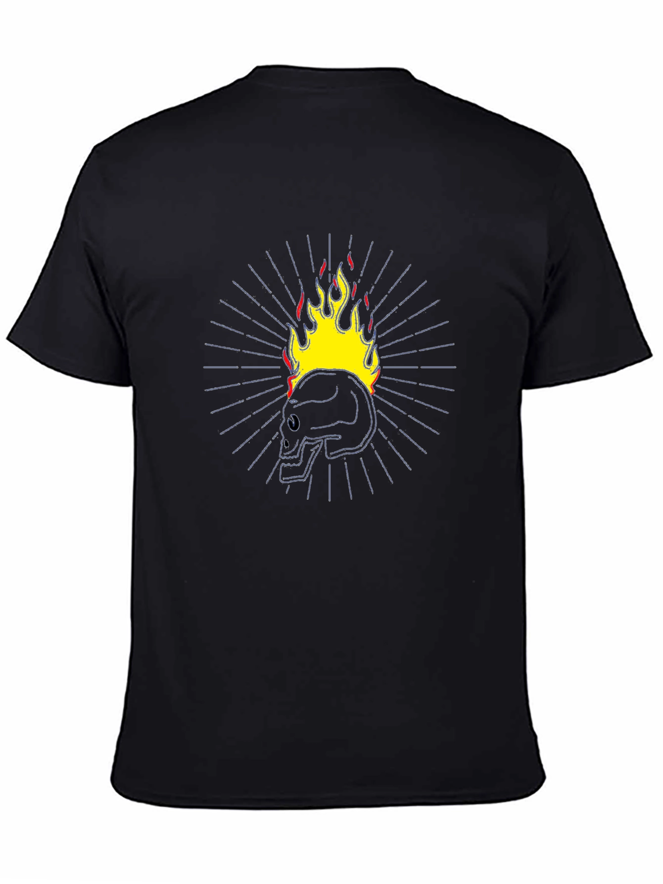 Flaming Skull Graphic T-Shirt - Black