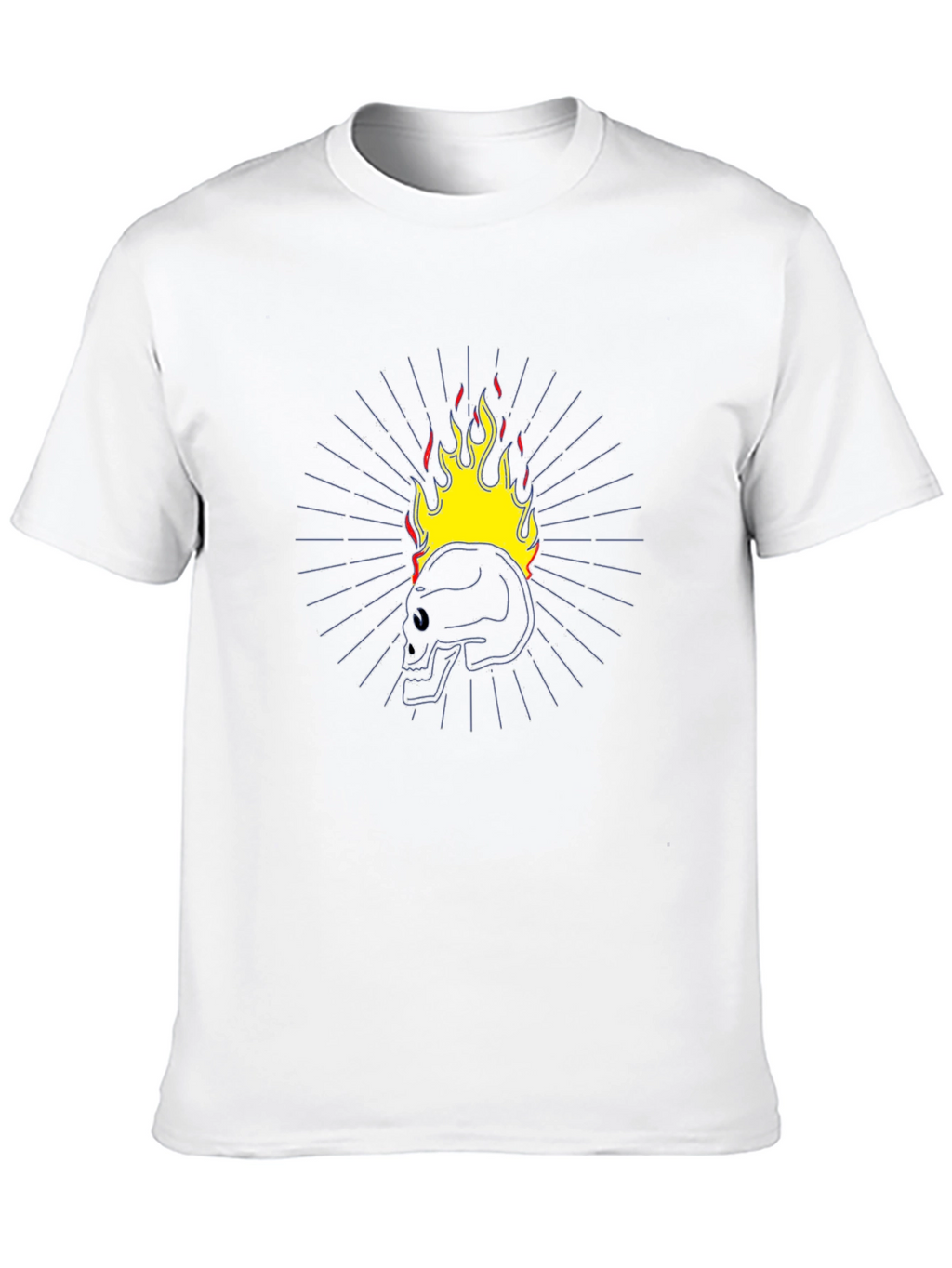 Flaming Skull Graphic T-Shirt - Black