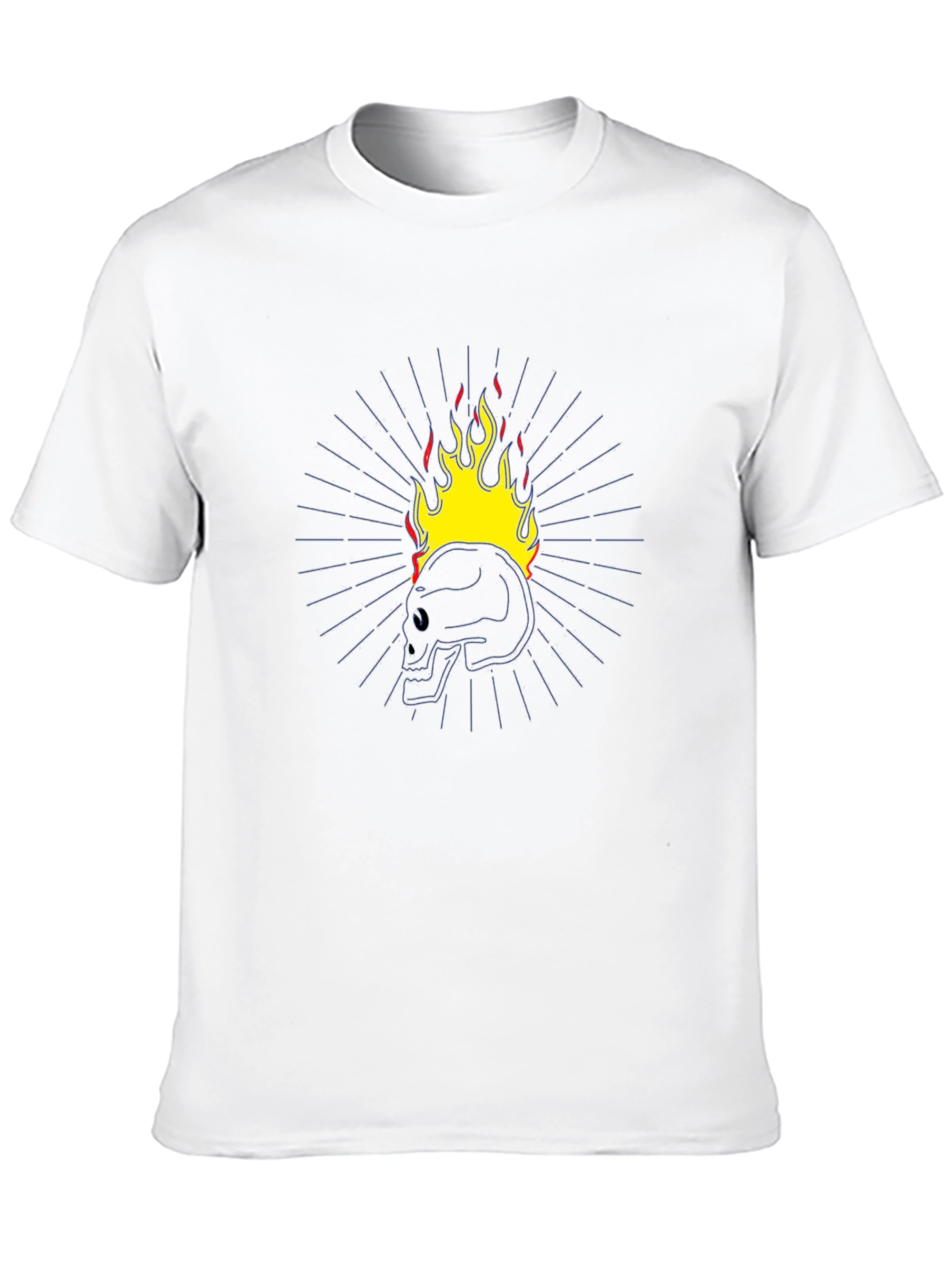 Flaming Skull Graphic T-Shirt - Black