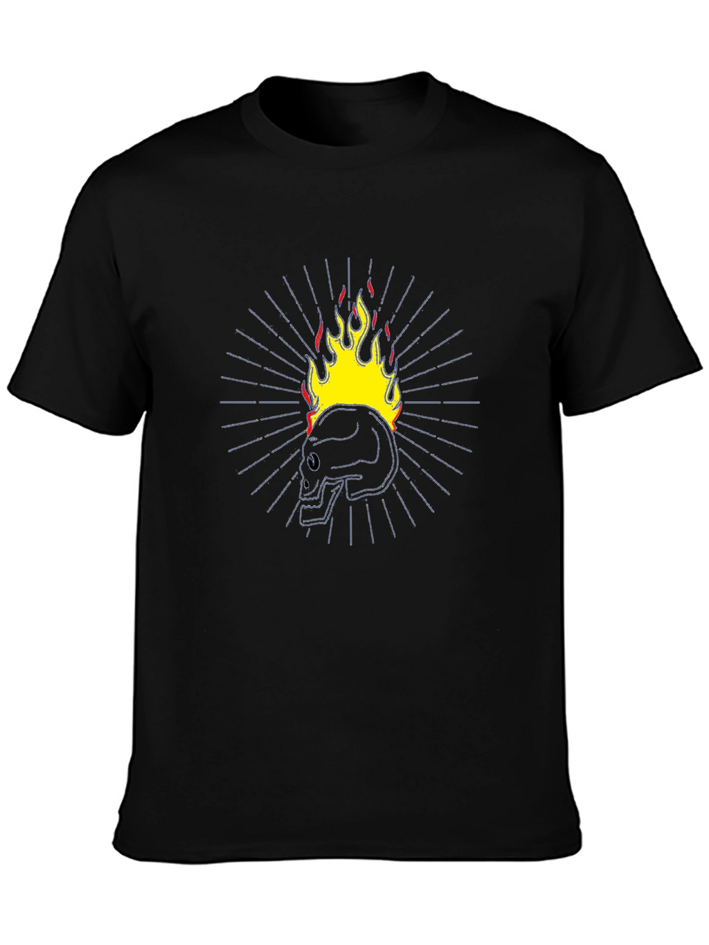 Flaming Skull Graphic T-Shirt - Black