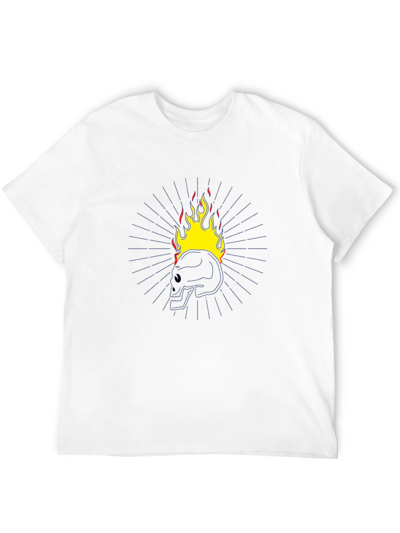 Flaming Skull Graphic T-Shirt - Black