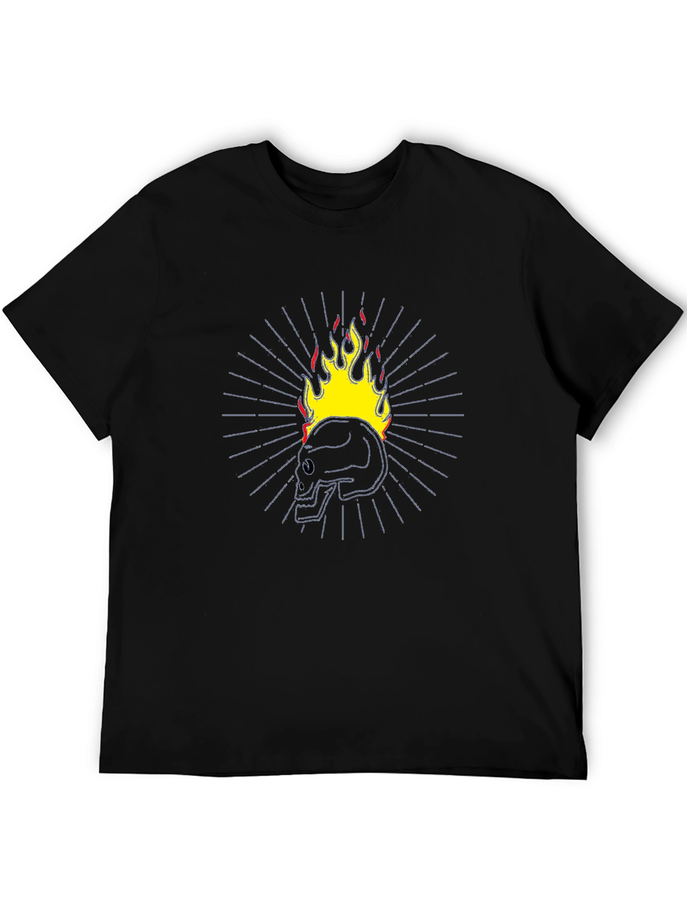 Flaming Skull Graphic T-Shirt - Black