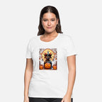 A beautiful woman stands confidently, exuding eleg