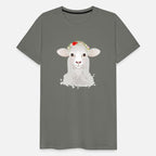 A cute sheep with a spring wreath