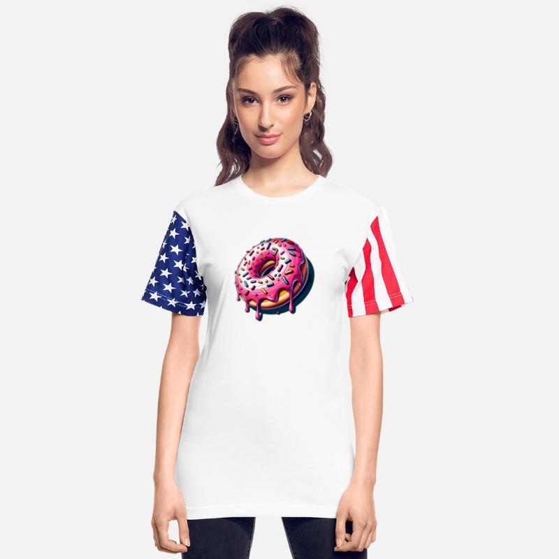 A donut with colorful sprinkles and pink icing