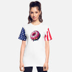 A donut with colorful sprinkles and pink icing