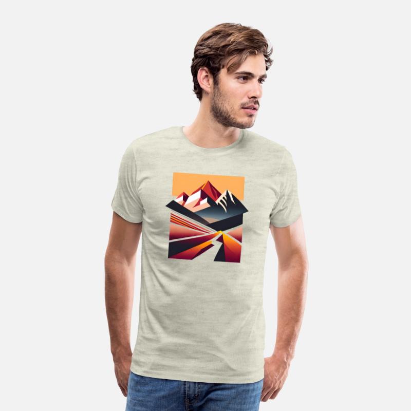 A Geometric Sunrise and Mountainous Landscape