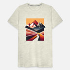 A Geometric Sunrise and Mountainous Landscape