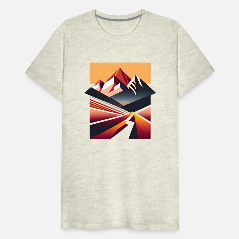 A Geometric Sunrise and Mountainous Landscape