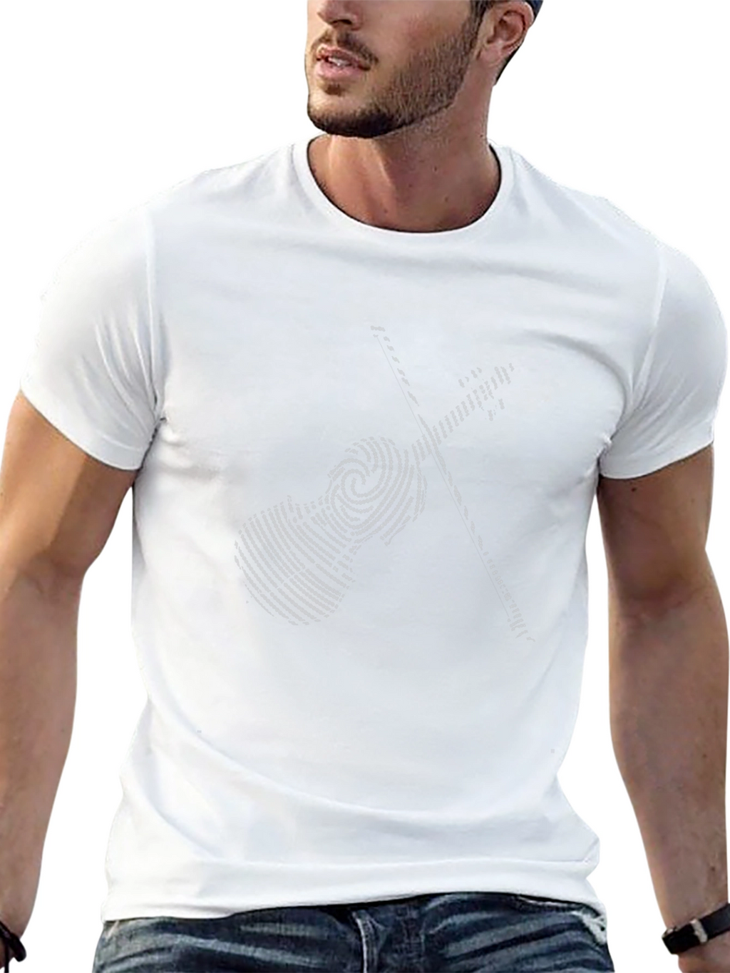 Violin Fingerprint Graphic Tee - Music Lover Shirt