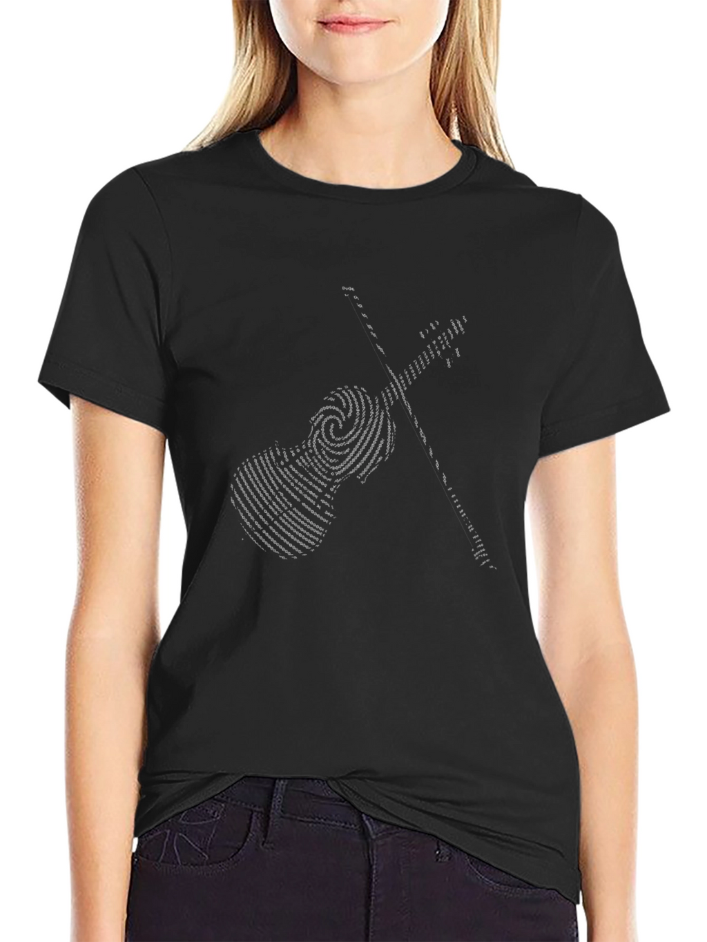 Violin Fingerprint Graphic Tee - Music Lover Shirt