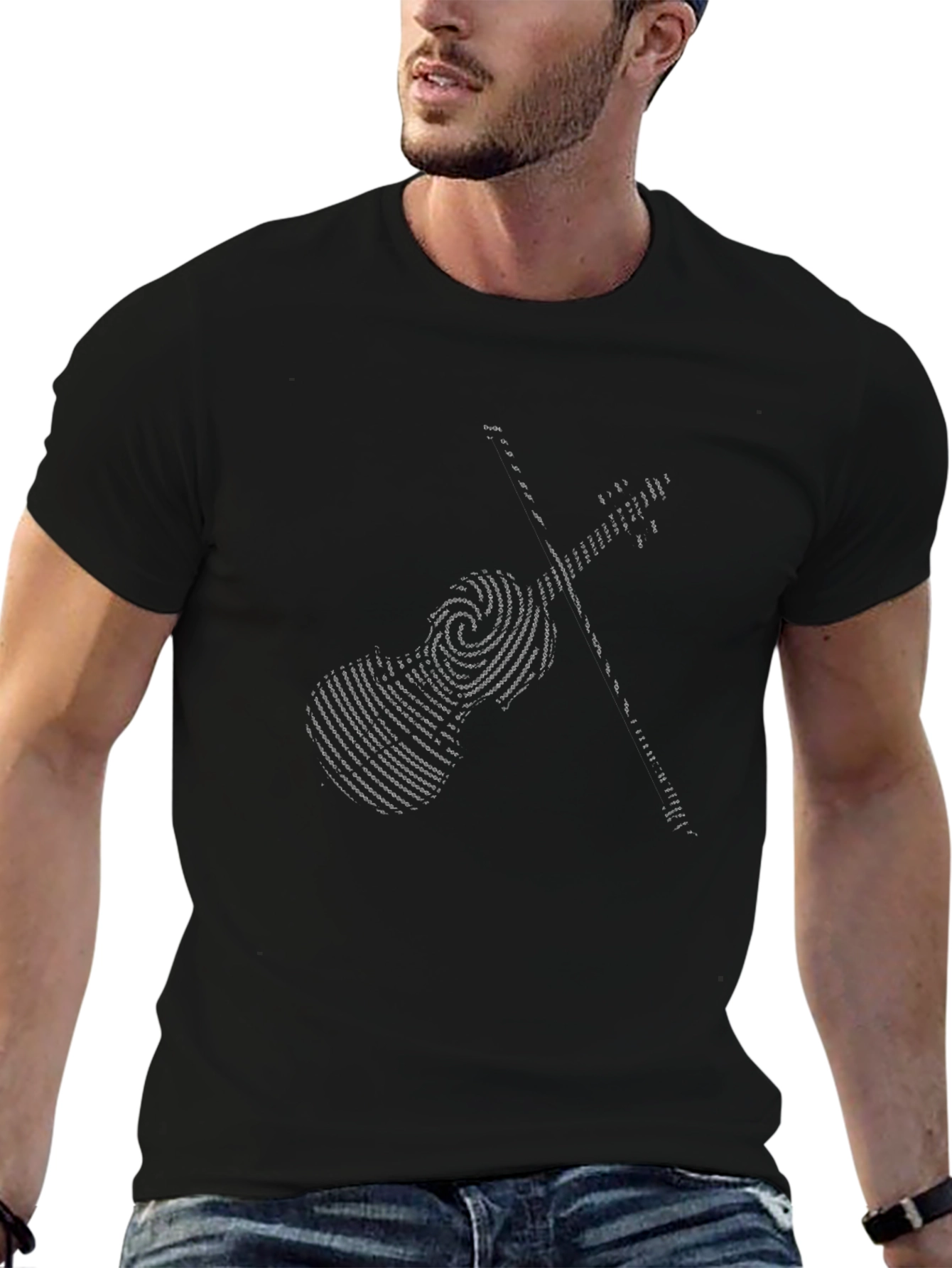 Violin Fingerprint Graphic Tee - Music Lover Shirt