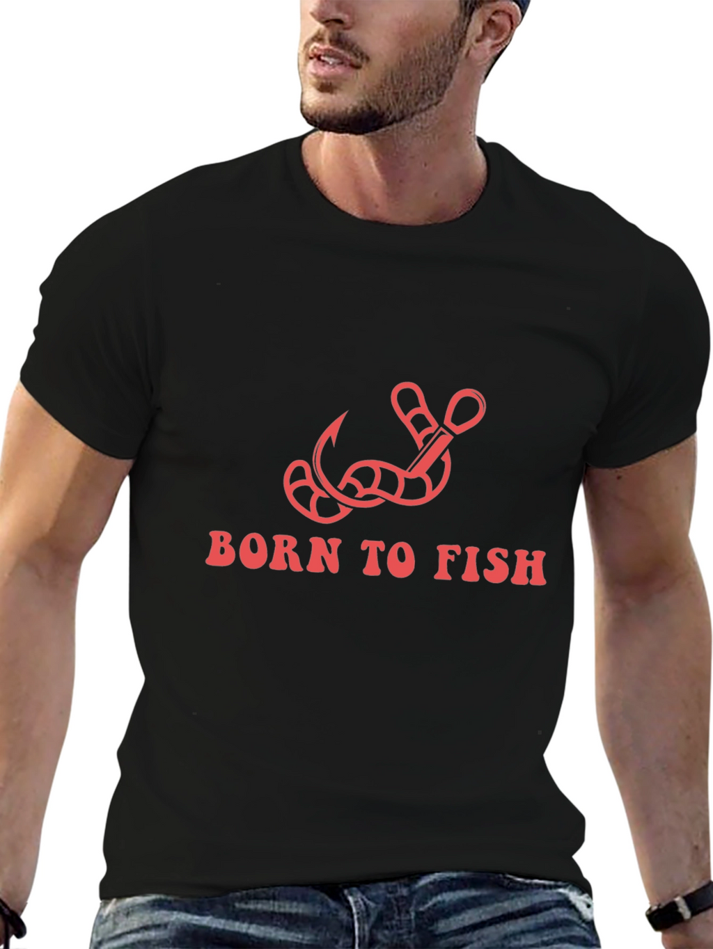 Born To Fish T-Shirt: Fishing Hook Design