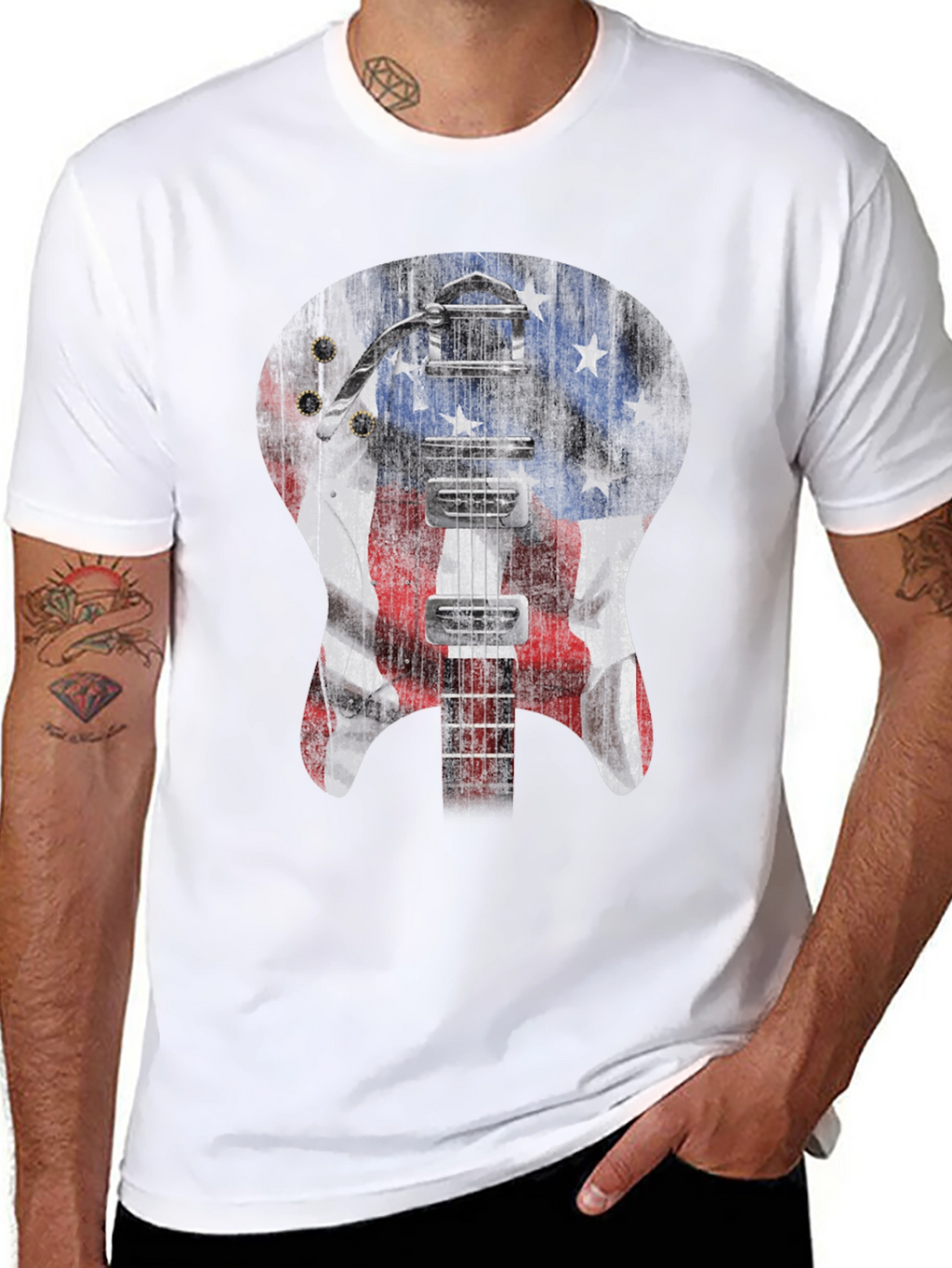 American Flag Guitar T-Shirt