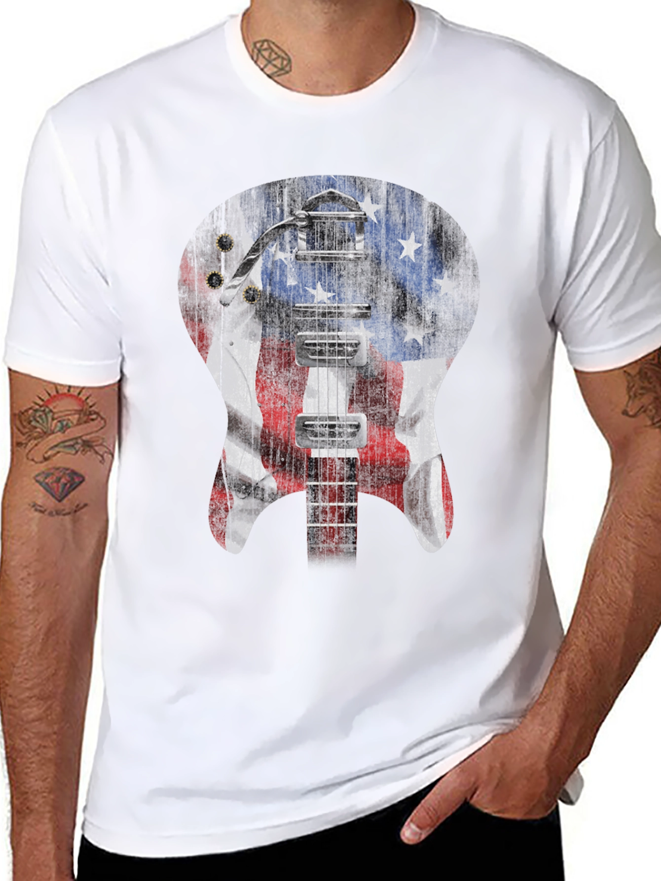 American Flag Guitar T-Shirt