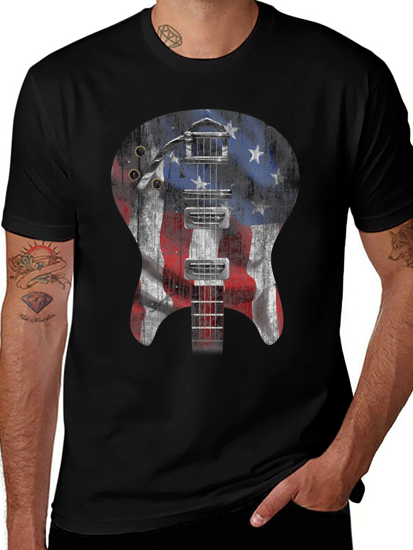 American Flag Guitar T-Shirt