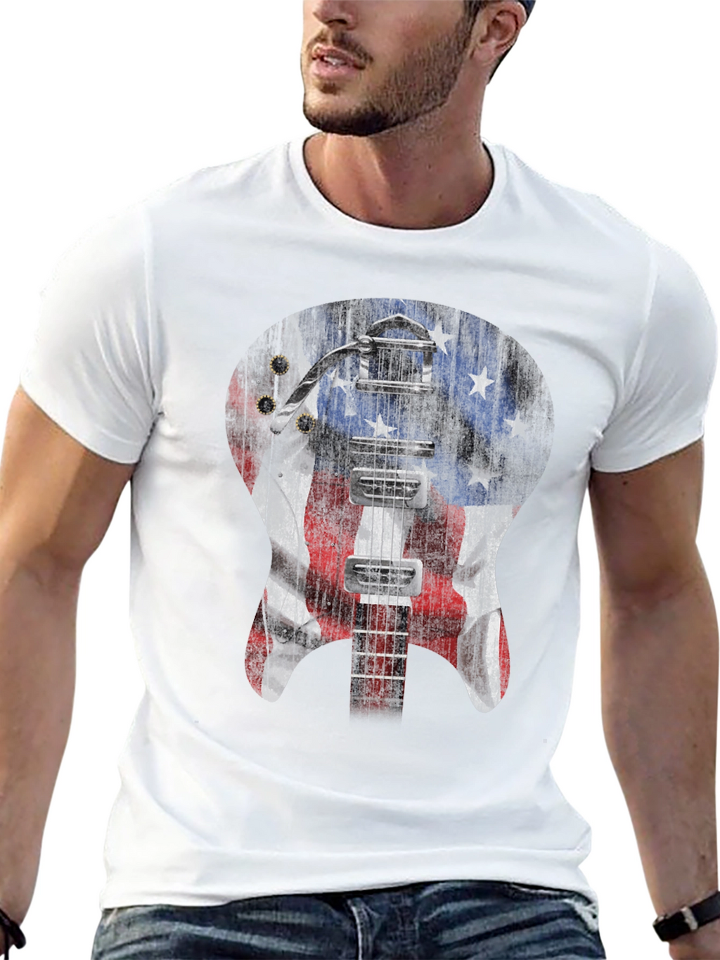 American Flag Guitar T-Shirt