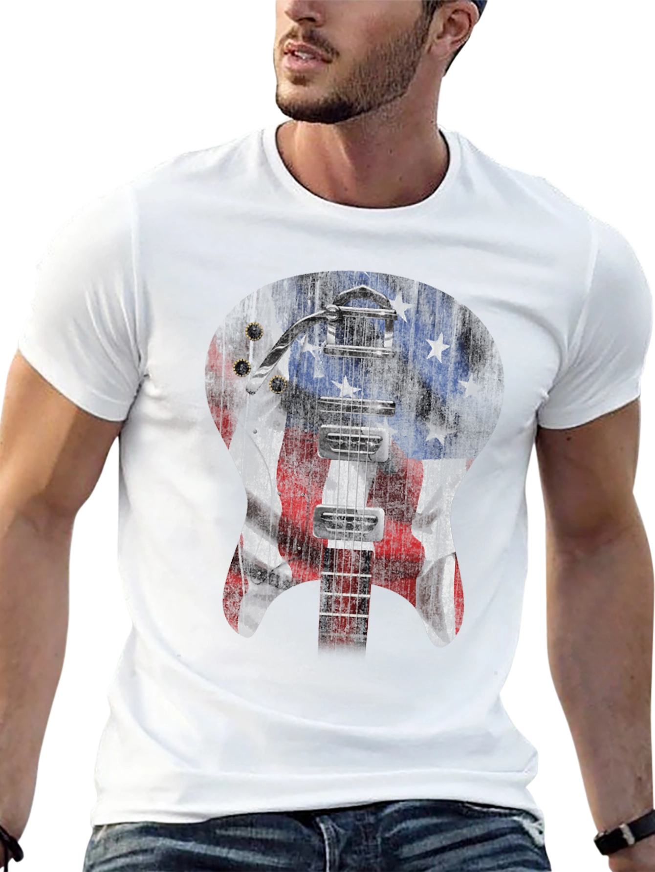 American Flag Guitar T-Shirt